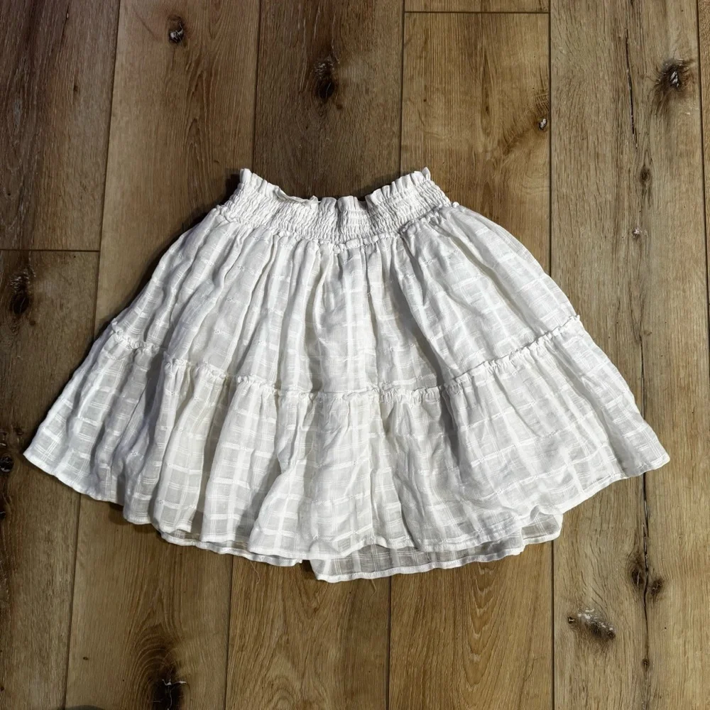 NWT Wild Fable white tiered flare lined mini skirt elastic waist patterned, M.